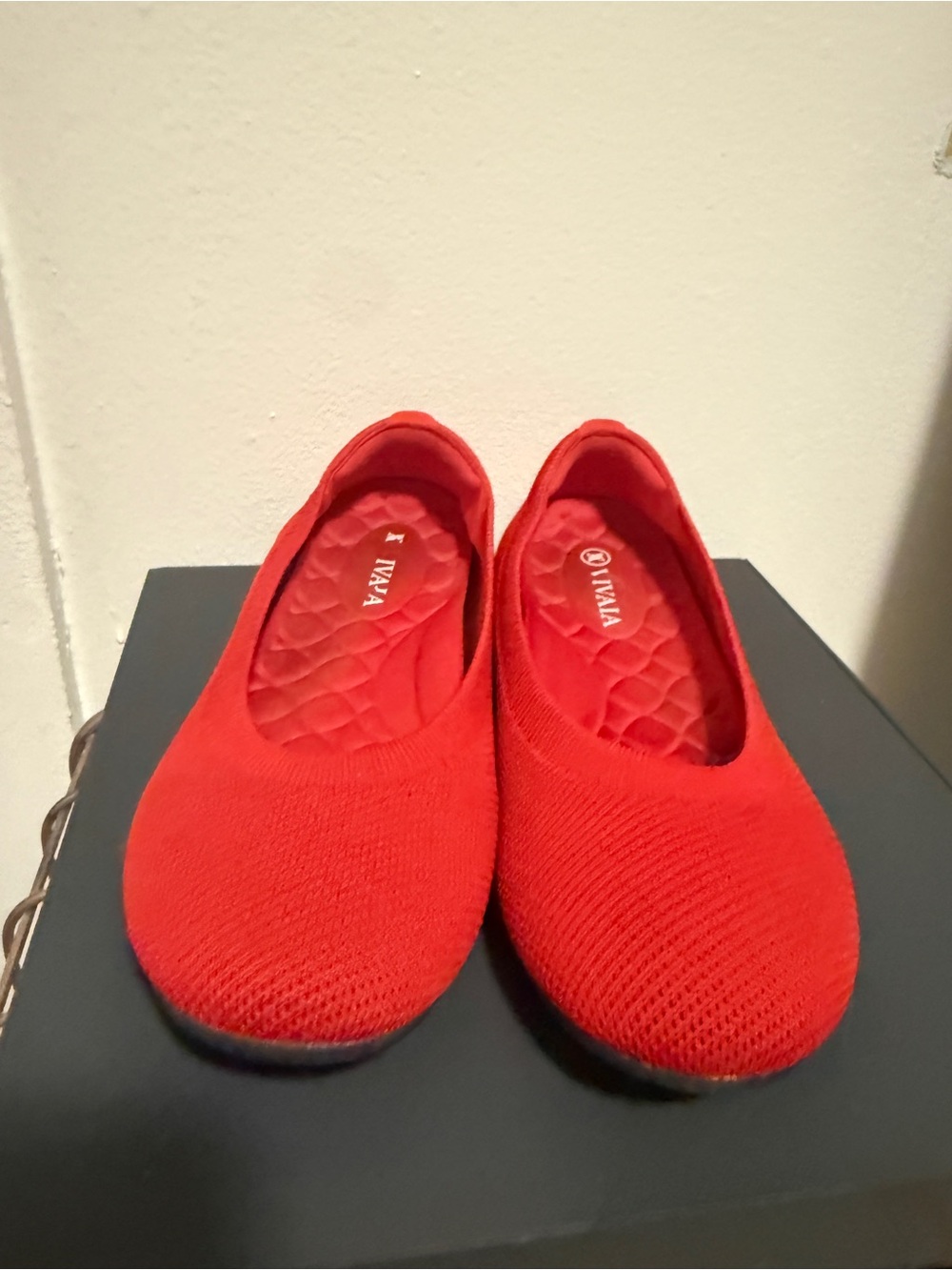 Vivaia Claire Women's Red Slip-On Knit ballet Flats bunion friendly office ready